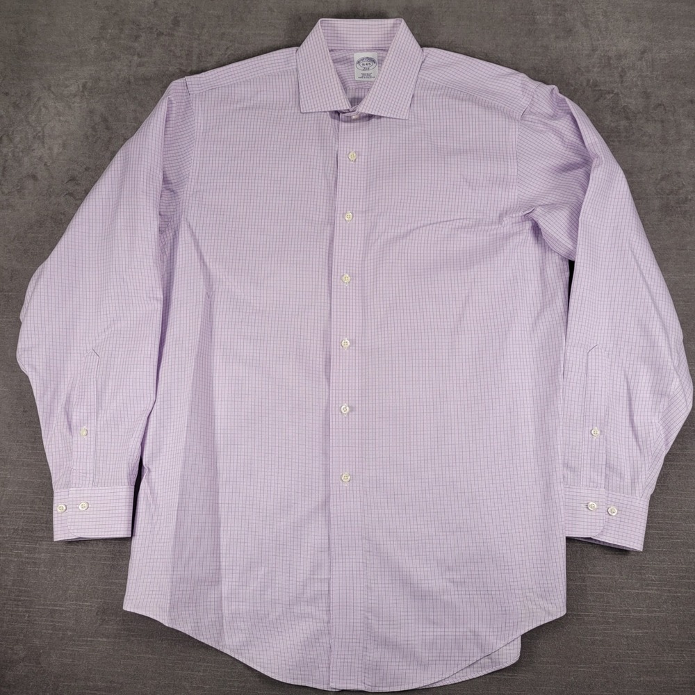 Brooks Brothers Dress Shirt Regular Fit Non Iron Plaid Checkered 16 4/5